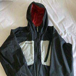 Black n grey Colombia windbreaker with red liner